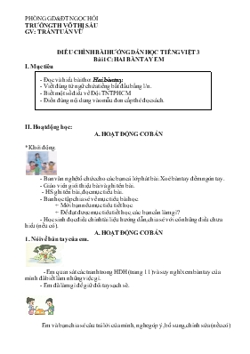 Điều chỉnh bài hướng dẫn học Tiếng Việt 3 - Bài 1 Hai bàn tay em